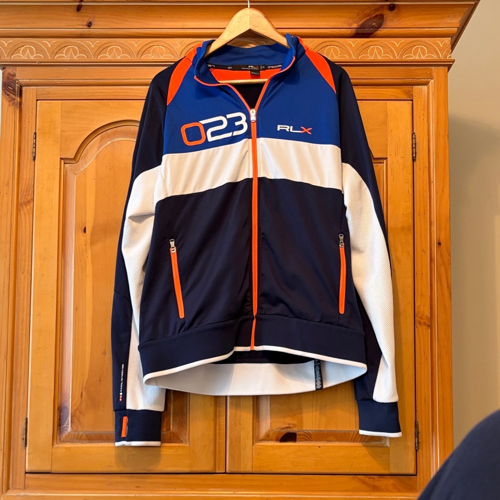 RLX Ralph Lauren Navy, White & Orange Performance Zip Jacket